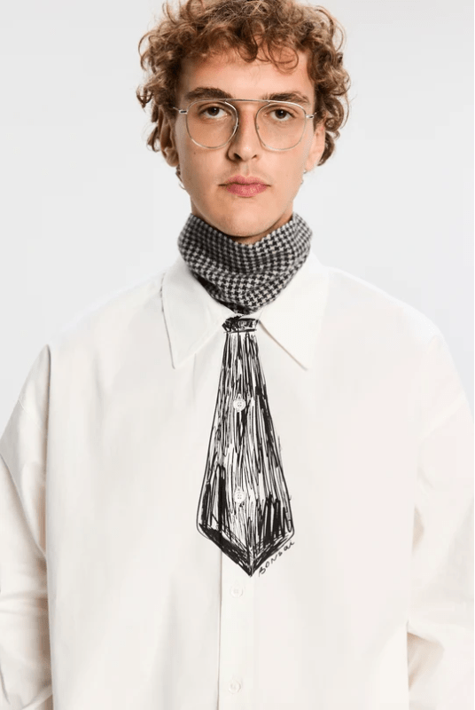 Camicia bianca asimettrica con cravatta - YES SHOPCamicieBONSAISH005-XXS3469954952971