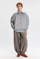 Camicia a doppio strato grigia e base a righe - YES SHOPCamicieBONSAISH003004-XXS