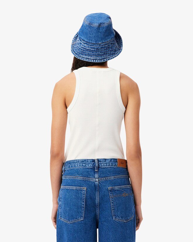Canotta bianca a costine in cotone slim fit - YES SHOPCanotteLACOSTETF5388/00/70V-IT 34