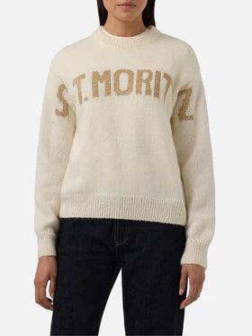 Maglione Danya in misto alpaca bianco con jacquard St. Moritz