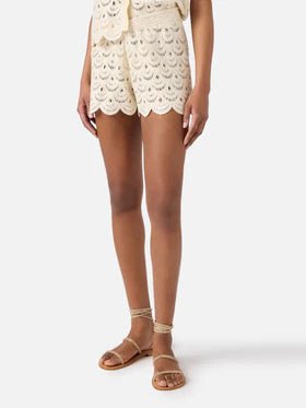 Shorts Meave panna in crochet conchiglia con paillettes - YES SHOPShortsMC2 SAINT BARTHMEA002/01719L-XXS