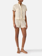 Shorts Meave panna in crochet conchiglia con paillettes - YES SHOPShortsMC2 SAINT BARTHMEA002/01719L-XXS