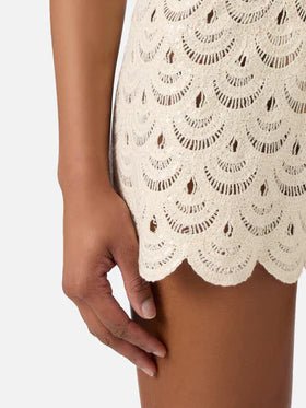 Shorts Meave panna in crochet conchiglia con paillettes - YES SHOPShortsMC2 SAINT BARTHMEA002/01719L-XXS