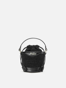 Borsa a Secchiello Mila Tweed in Misto Lana Tweed Nero