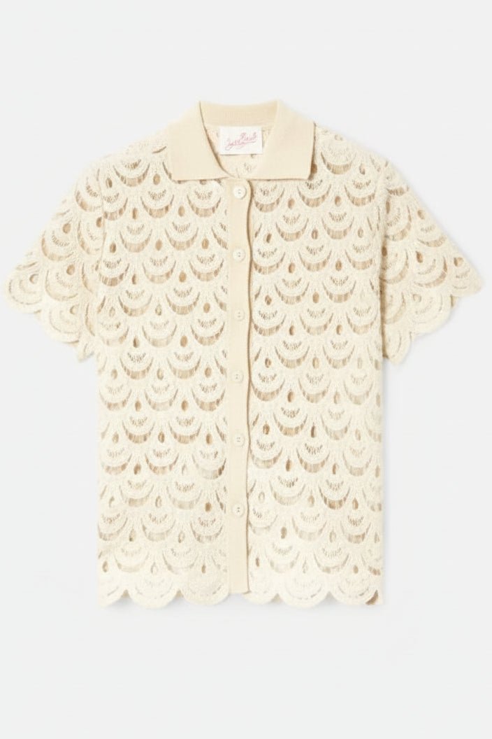 Camicia Monet panna crochet a conchiglia con paillettes - YES SHOPCamicieMC2 SAINT BARTHMOE0001/01719L-XXS