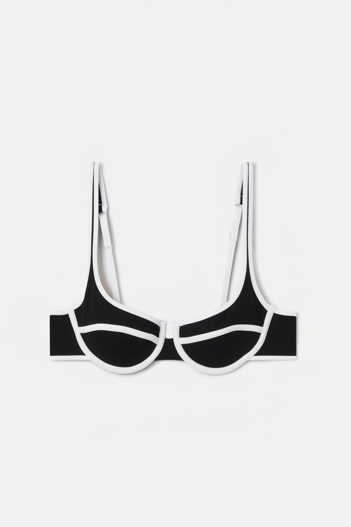 Top Amira balconette con profili a contrasto bianco e nero - YES SHOPCostumi da bagnoMC2 SAINT BARTHAMIR003/00174L-XXS7632675068771