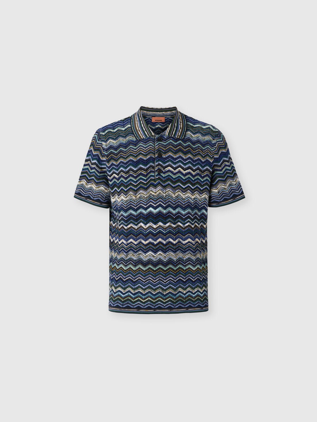 Polo in maglia blu a motivo zig zag - YES SHOPPoloMISSONIUS26S20QBK01HRS72PD-IT 429500705742771