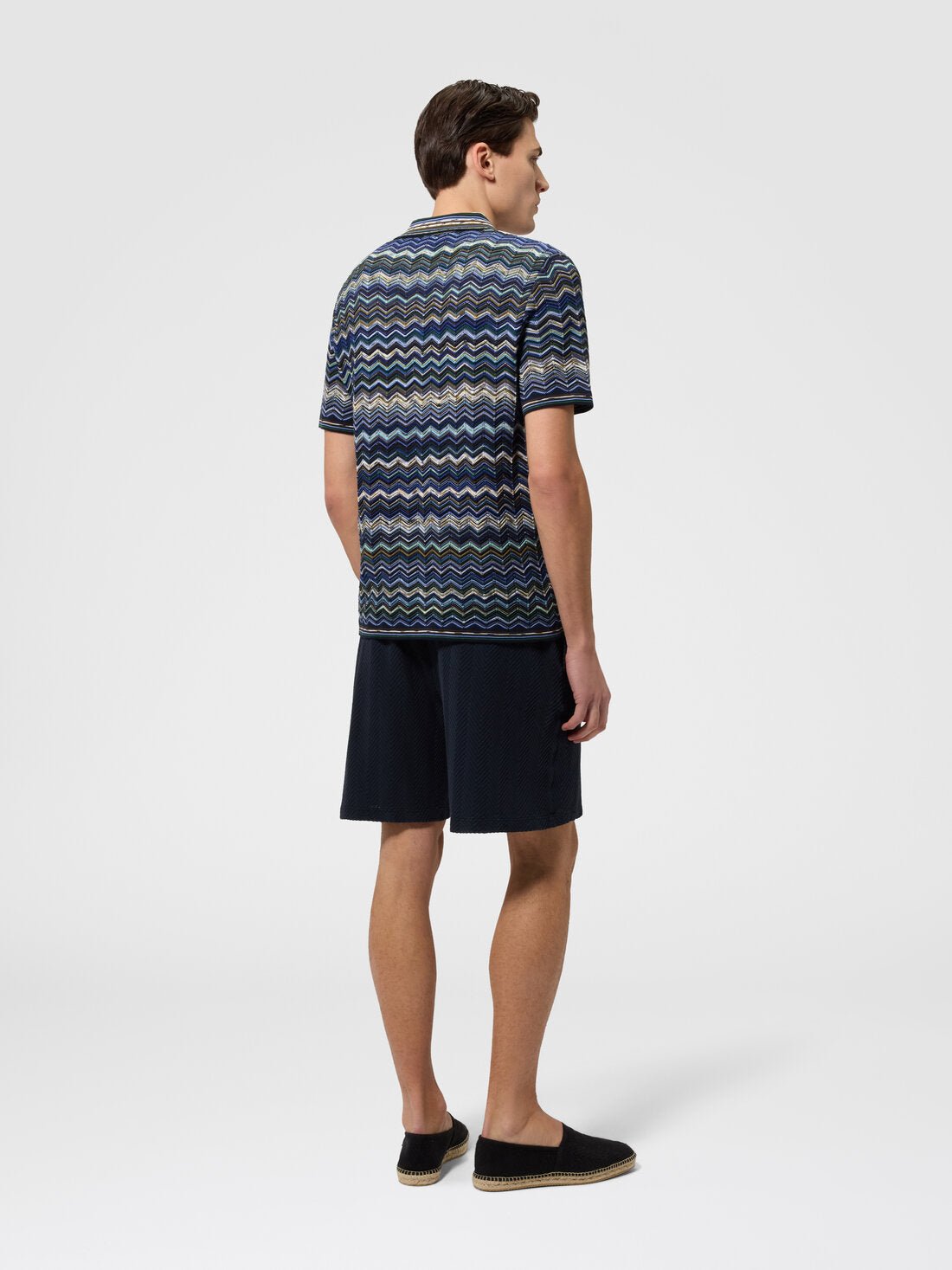 Polo in maglia blu a motivo zig zag - YES SHOPPoloMISSONIUS26S20QBK01HRS72PD-IT 429500705742771