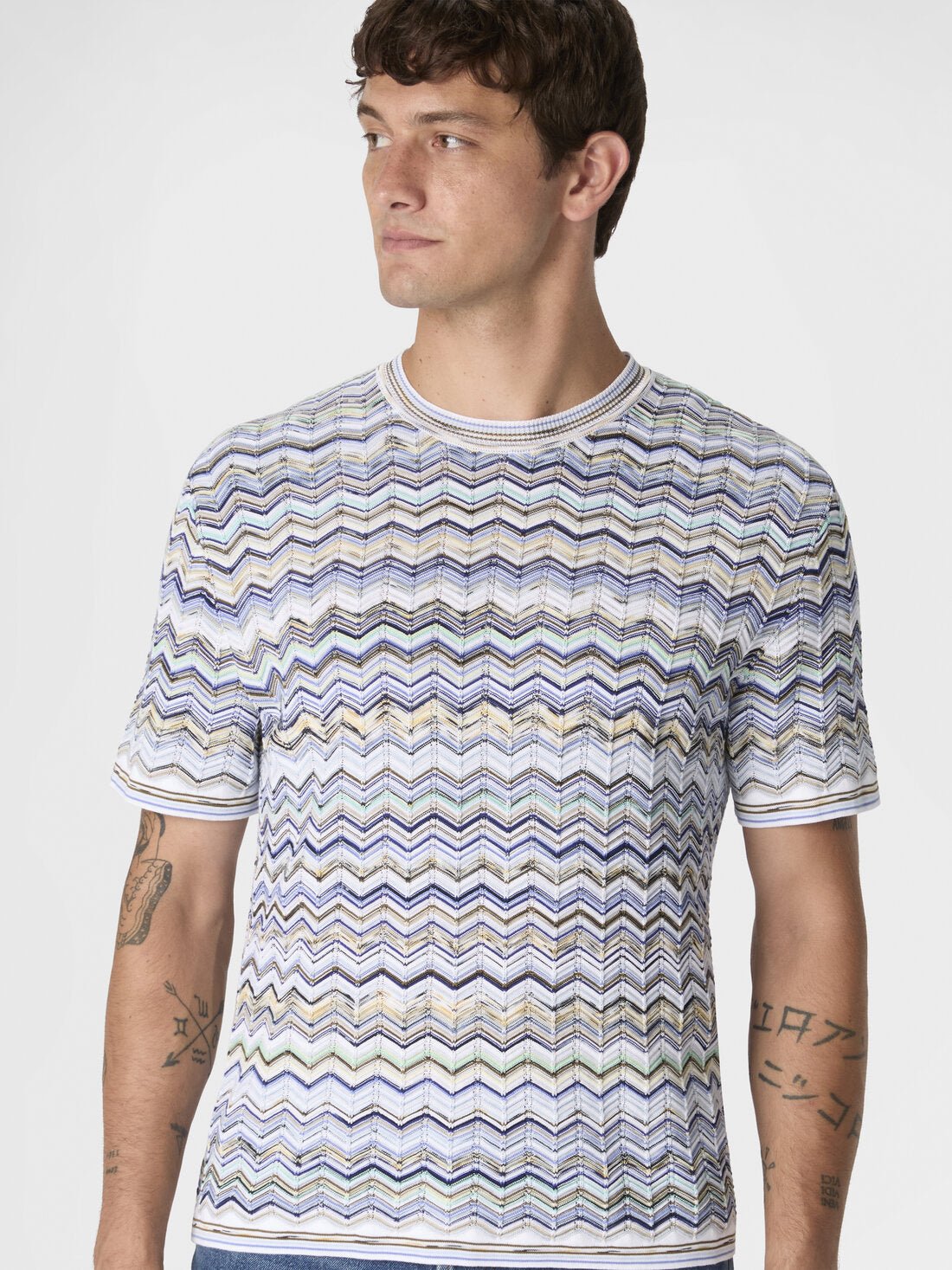 T-shirt in maglia di cotone chevron multicolor - YES SHOPT-shirtMISSONIUS26SL0J BK01HR-IT 425021505742771