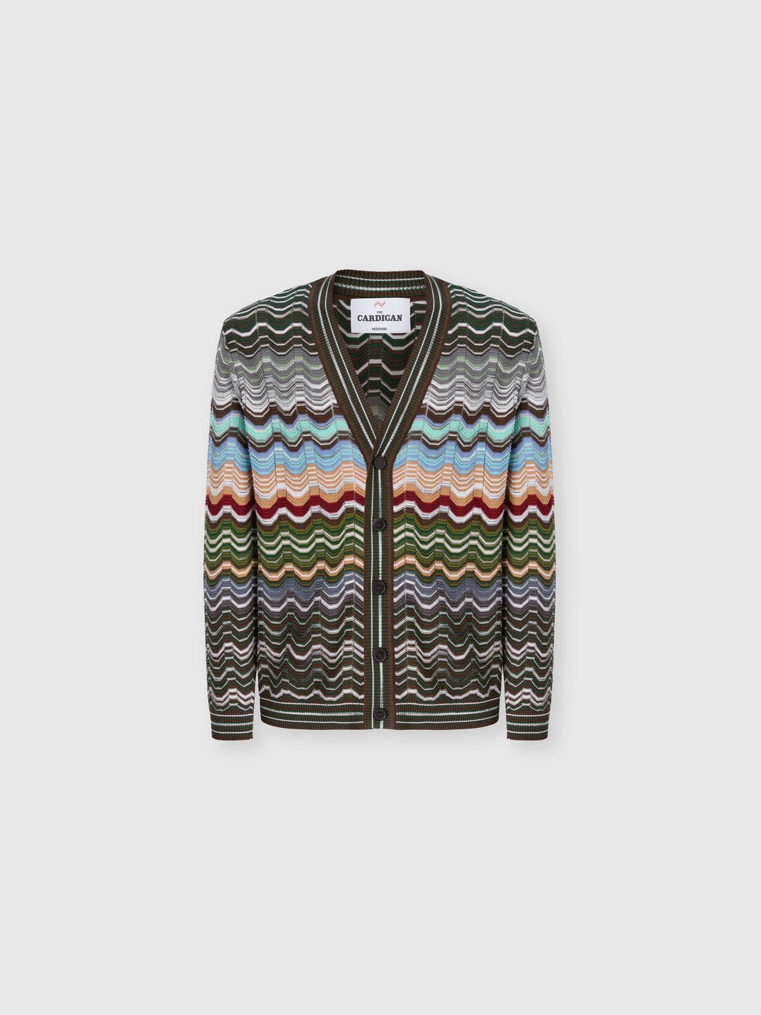 Cardigan in cotone e viscosa chevron con motivo greca multicolor - YES SHOPCardiganMISSONIUS26SM02 BK01G8-IT 427421505742771