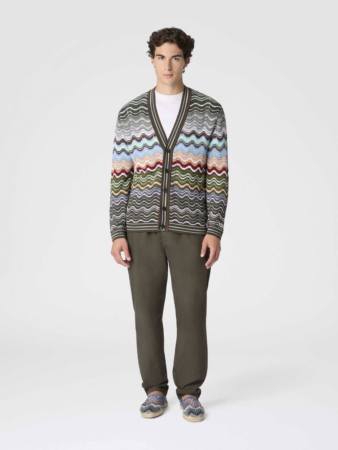 Cardigan in cotone e viscosa chevron con motivo greca multicolor - YES SHOPCardiganMISSONIUS26SM02 BK01G8-IT 427421505742771