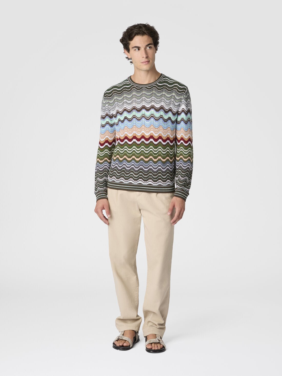 Pullover in cotone e viscosa chevron con motivo greca multicolor - YES SHOPMaglioniMISSONIUS26SN01 BK01G8-IT 426221505742771