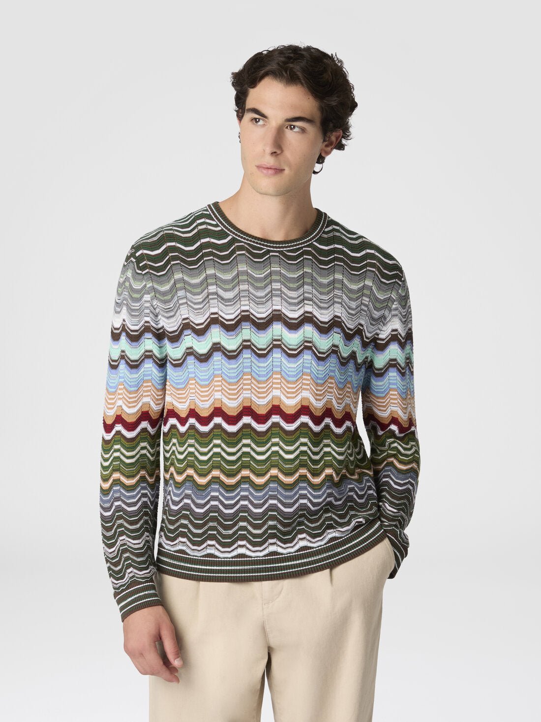 Pullover in cotone e viscosa chevron con motivo greca multicolor - YES SHOPMaglioniMISSONIUS26SN01 BK01G8-IT 426221505742771