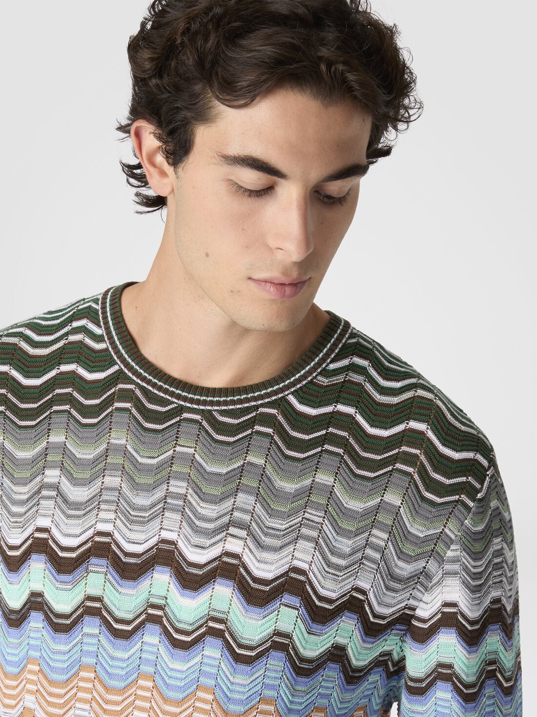 Pullover in cotone e viscosa chevron con motivo greca multicolor - YES SHOPMaglioniMISSONIUS26SN01 BK01G8-IT 426221505742771