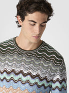 Pullover in cotone e viscosa chevron con motivo greca multicolor - YES SHOPMaglioniMISSONIUS26SN01 BK01G8-IT 426221505742771
