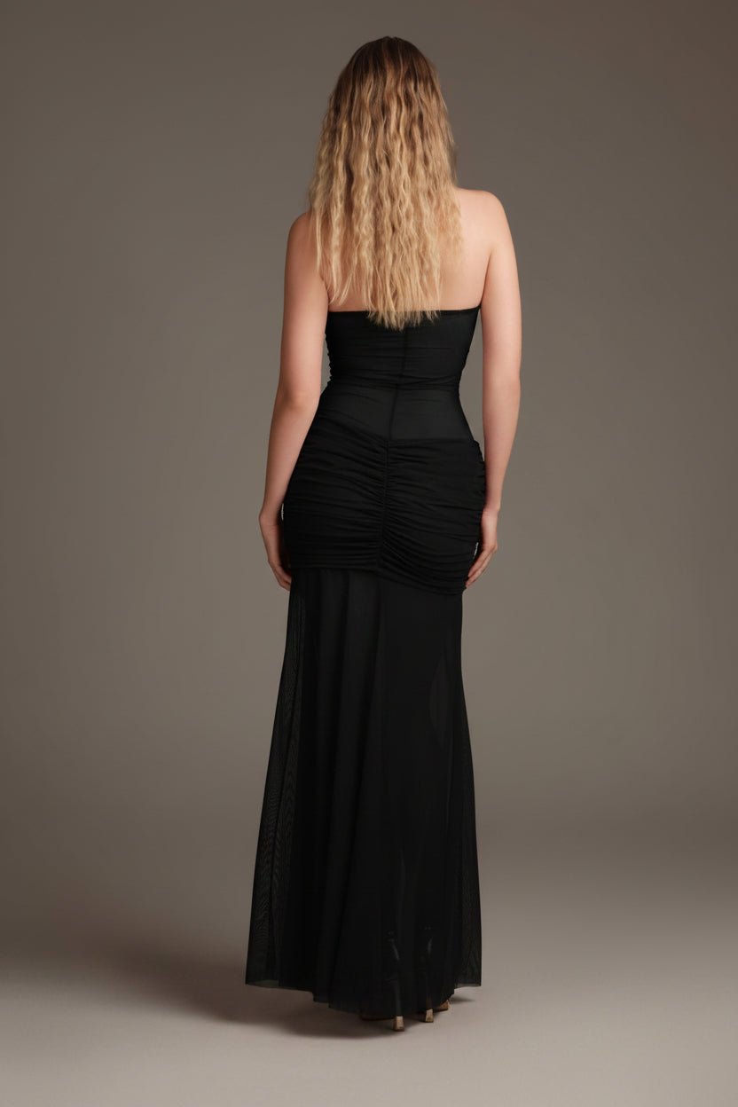 Abito nero lungo drappeggiato in tulle - YES SHOPBeachwearCOTAZURVSC61099-XXS1003542681871