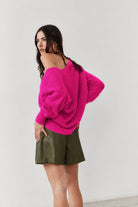 Maglione in filo fucsia con scollo V - YES SHOPMaglioniMERCIW216/27170-XXS6809501477871