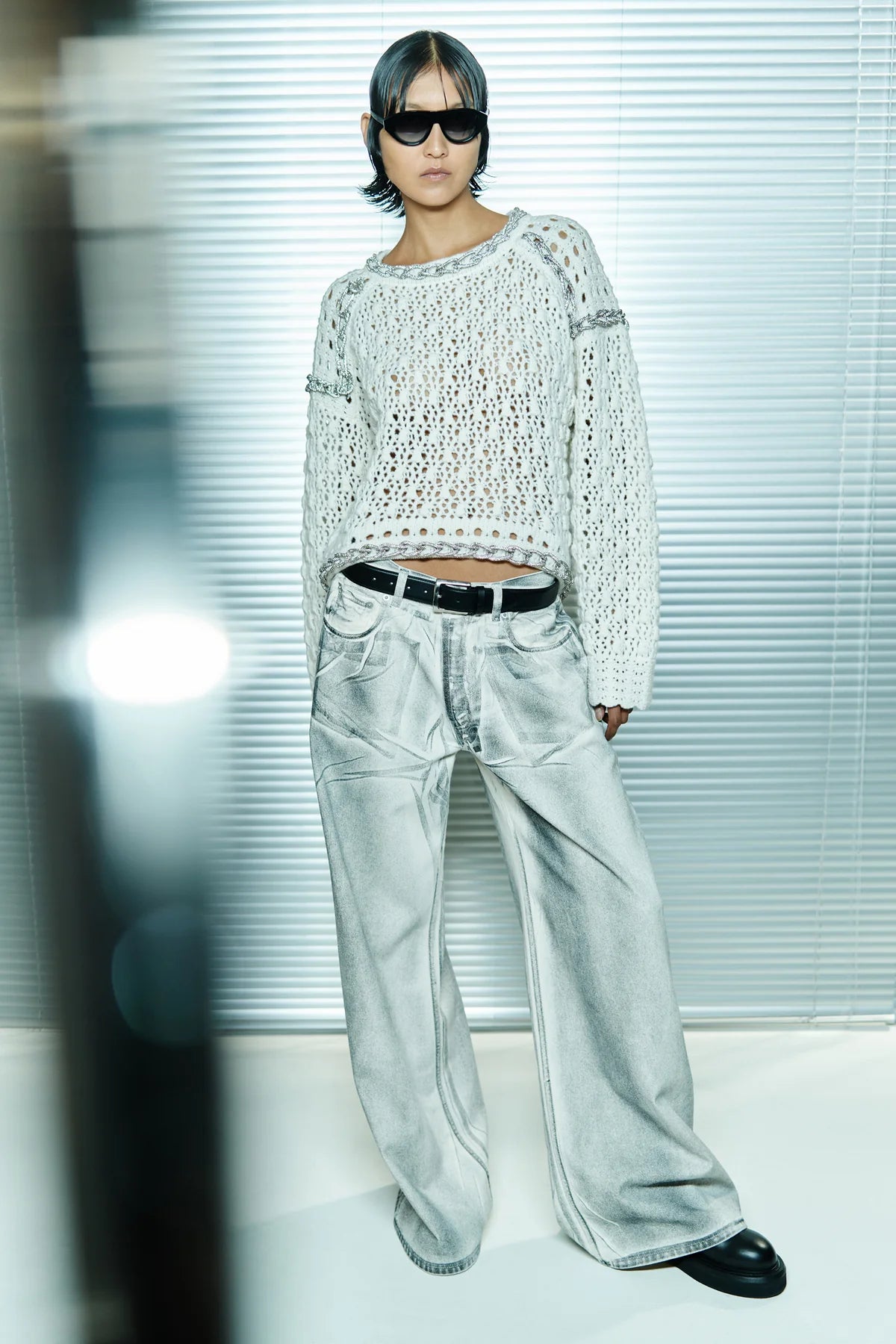 Jeans Panna Wide Leg Sfumato - Modello Denim