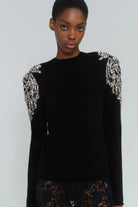 Maglia in lana nera con spalline di strass - YES SHOPMaglieCIRCUS HOTELH6WI08-IT 34