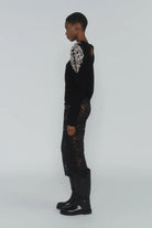 Maglia in lana nera con spalline di strass - YES SHOPMaglieCIRCUS HOTELH6WI08-IT 34