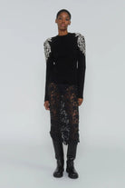 Maglia in lana nera con spalline di strass - YES SHOPMaglieCIRCUS HOTELH6WI08-IT 34