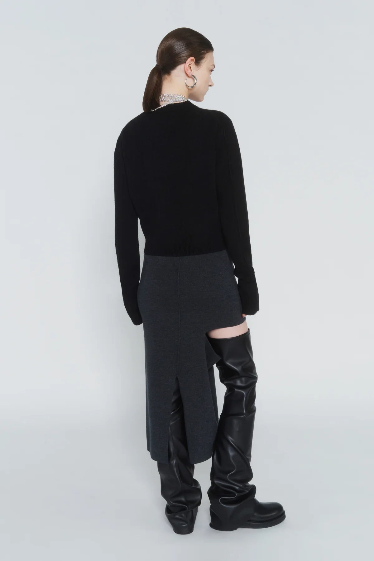 Maglia in lana nera con collana gioiello a cascata - YES SHOPMaglieCIRCUS HOTELH6WR10-IT 34