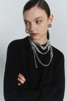 Maglia in lana nera con collana gioiello a cascata - YES SHOPMaglieCIRCUS HOTELH6WR10-IT 34