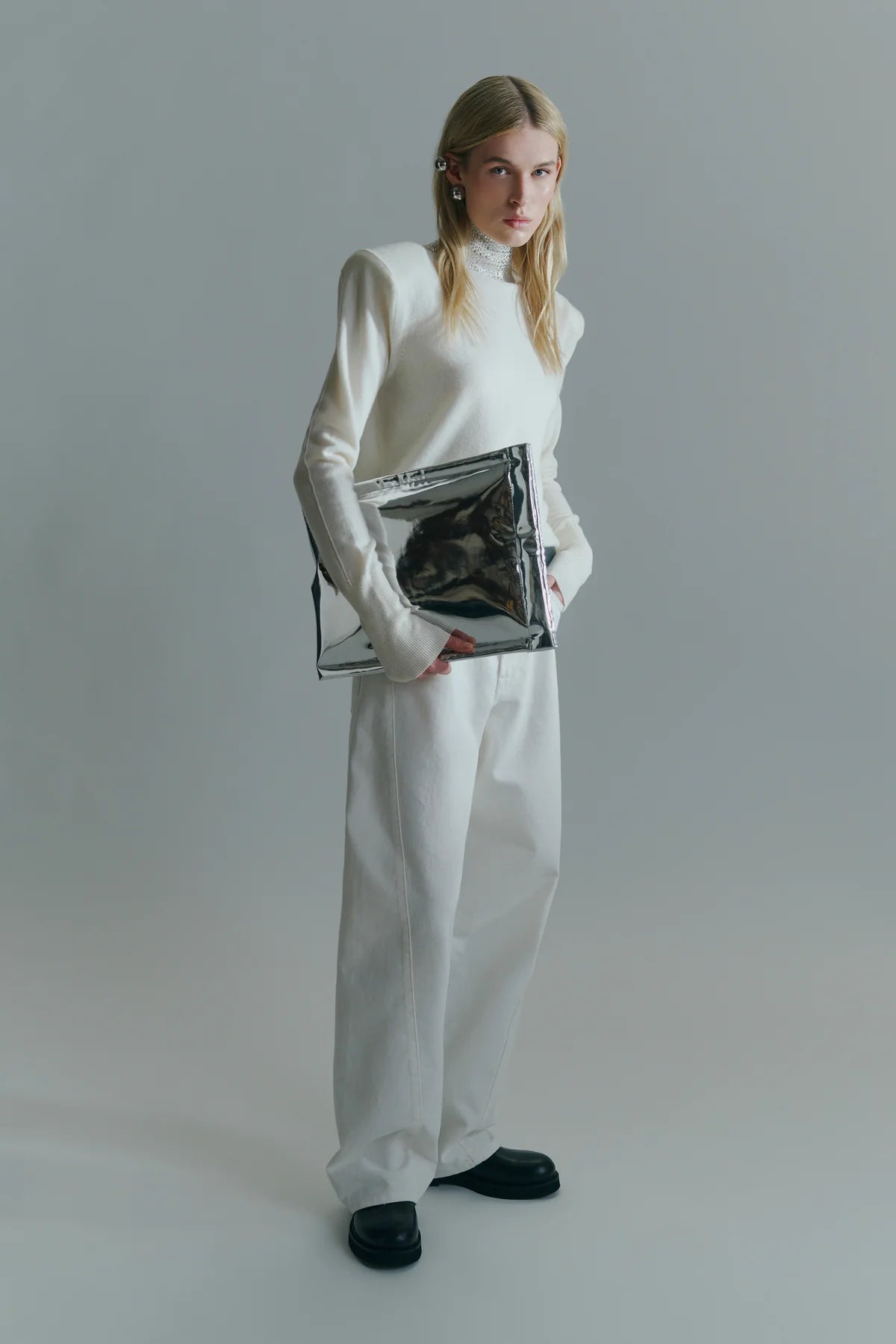 Dolcevita panna con collo strass e maxi spalline - YES SHOPMaglieCIRCUS HOTELH6WR20-IT 34