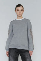 Felpa girocollo grigia con frange di strass - YES SHOPFelpeCIRCUS HOTELH6WT26-0