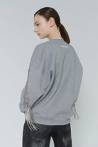 Felpa girocollo grigia con frange di strass - YES SHOPFelpeCIRCUS HOTELH6WT26-0