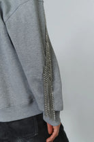 Felpa girocollo grigia con frange di strass - YES SHOPFelpeCIRCUS HOTELH6WT26-0