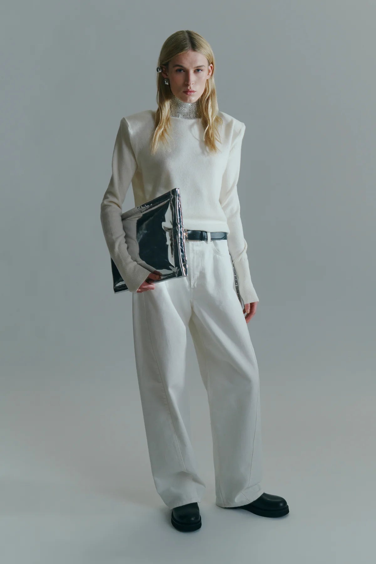 Jeans bianco con foulard logato in seta - YES SHOPJeansCIRCUS HOTELH6WY24-IT 34