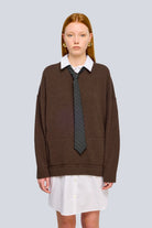 Maglia Estelle in lana moka con colletto e cravatta - YES SHOPMaglieSEMICOUTUREY6WG43-07852596669871