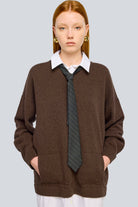 Maglia Estelle in lana moka con colletto e cravatta - YES SHOPMaglieSEMICOUTUREY6WG43-07852596669871