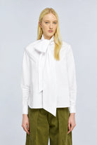 Blusa Rosaline in cotone bianca con fiocco - YES SHOPBluseSEMICOUTUREY6WK05-IT 342862596669871