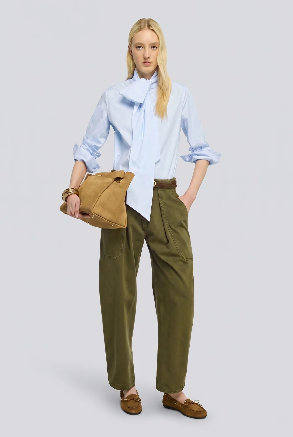Blusa Rosaline in cotone azzurra con fiocco - YES SHOPBluseSEMICOUTUREY6WK05-IT 341072596669871