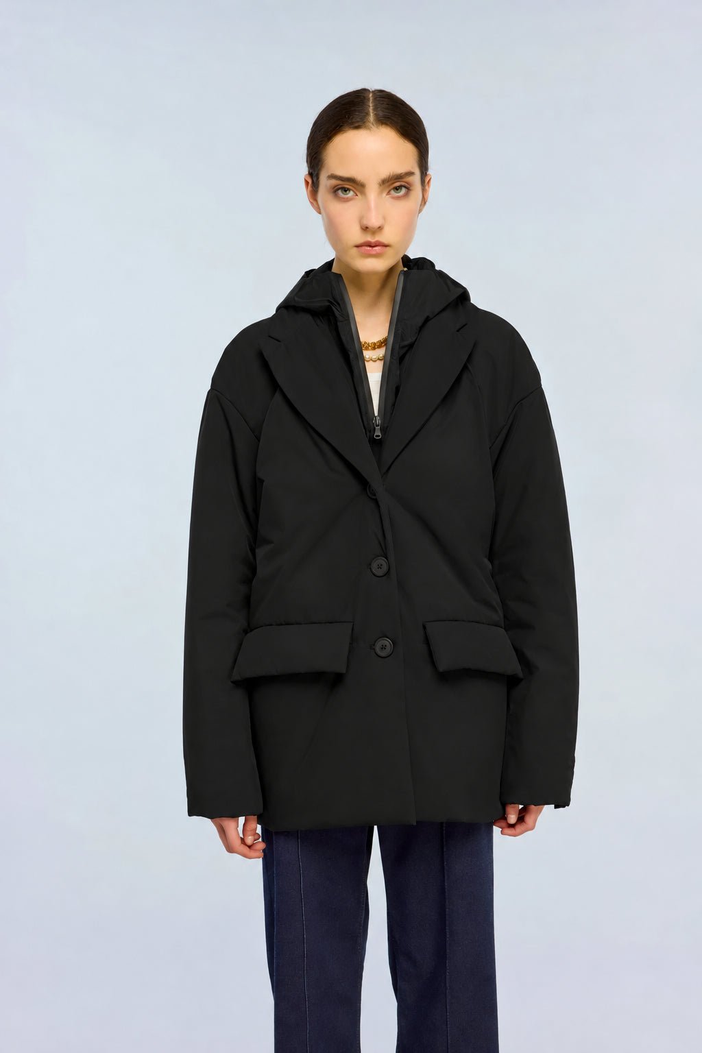 Piumino Giacca Agnes nero con cappuccio e cintura - YES SHOPGiubbottiSEMICOUTUREY6WW01-IT 343662596669871
