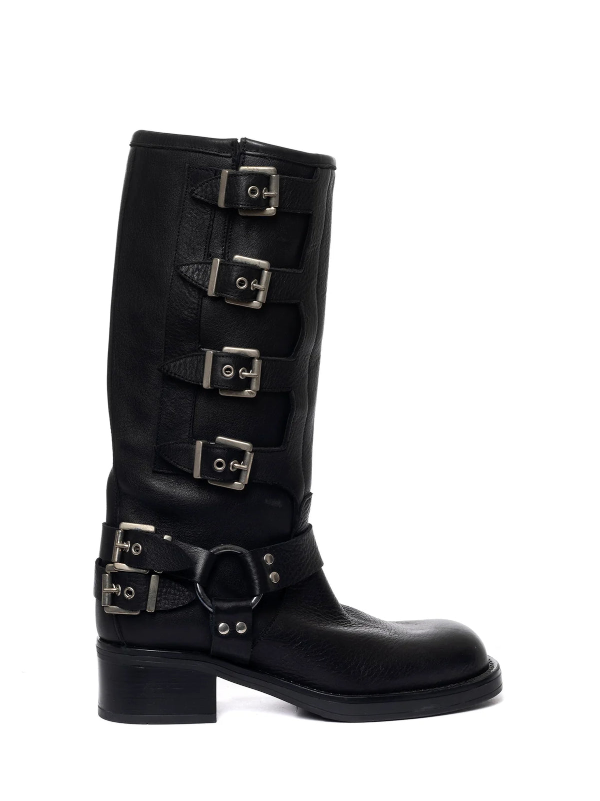 Stivale Biker Windsor nero con fibbie argento - YES SHOPStivaliGISEL MOIRE'WINDSOR-IT 36