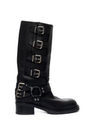 Stivale Biker Windsor nero con fibbie argento - YES SHOPStivaliGISEL MOIRE'WINDSOR-IT 36