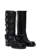 Stivale Biker Windsor nero con fibbie argento - YES SHOPStivaliGISEL MOIRE'WINDSOR-IT 36