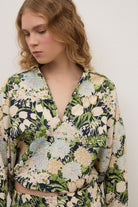 Camicia in cotone con coulisse e stampa floreale verde - YES SHOPCamicieOTTOD'AMEDC5270-IT 347465549676771