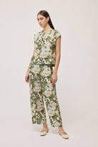 Pantalone ampio con stampa floreale verde - YES SHOPPantaloniOTTOD'AMEDP0041-IT 347265549676771
