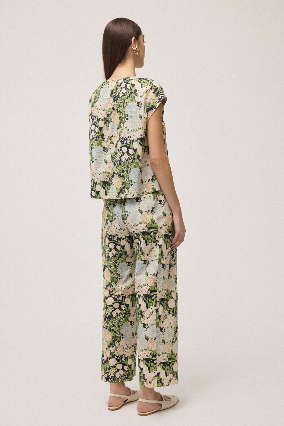 Pantalone ampio con stampa floreale verde - YES SHOPPantaloniOTTOD'AMEDP0041-IT 347265549676771