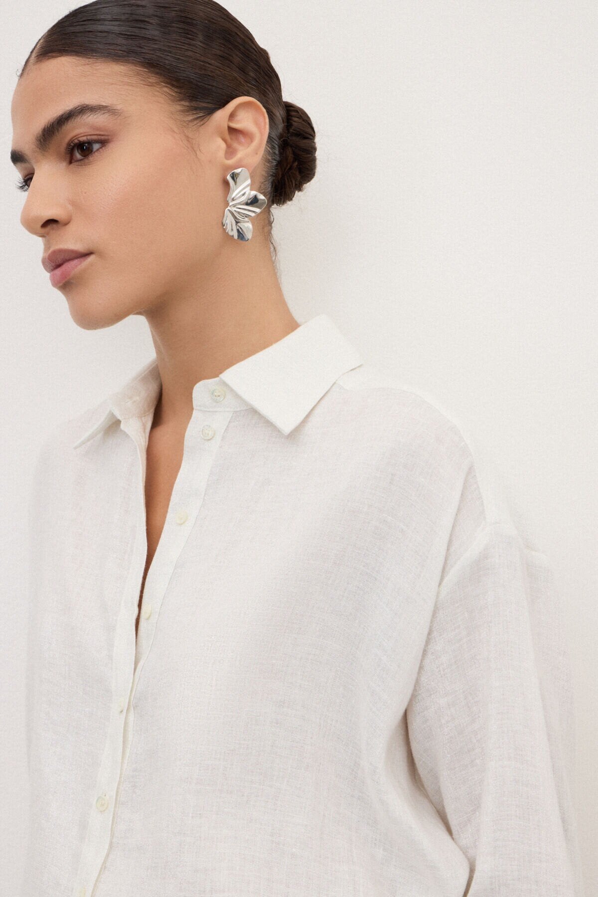 Camicia bianca in lino filato lurex - YES SHOPCamicieOTTOD'AMEDC5266-IT 345699611323771