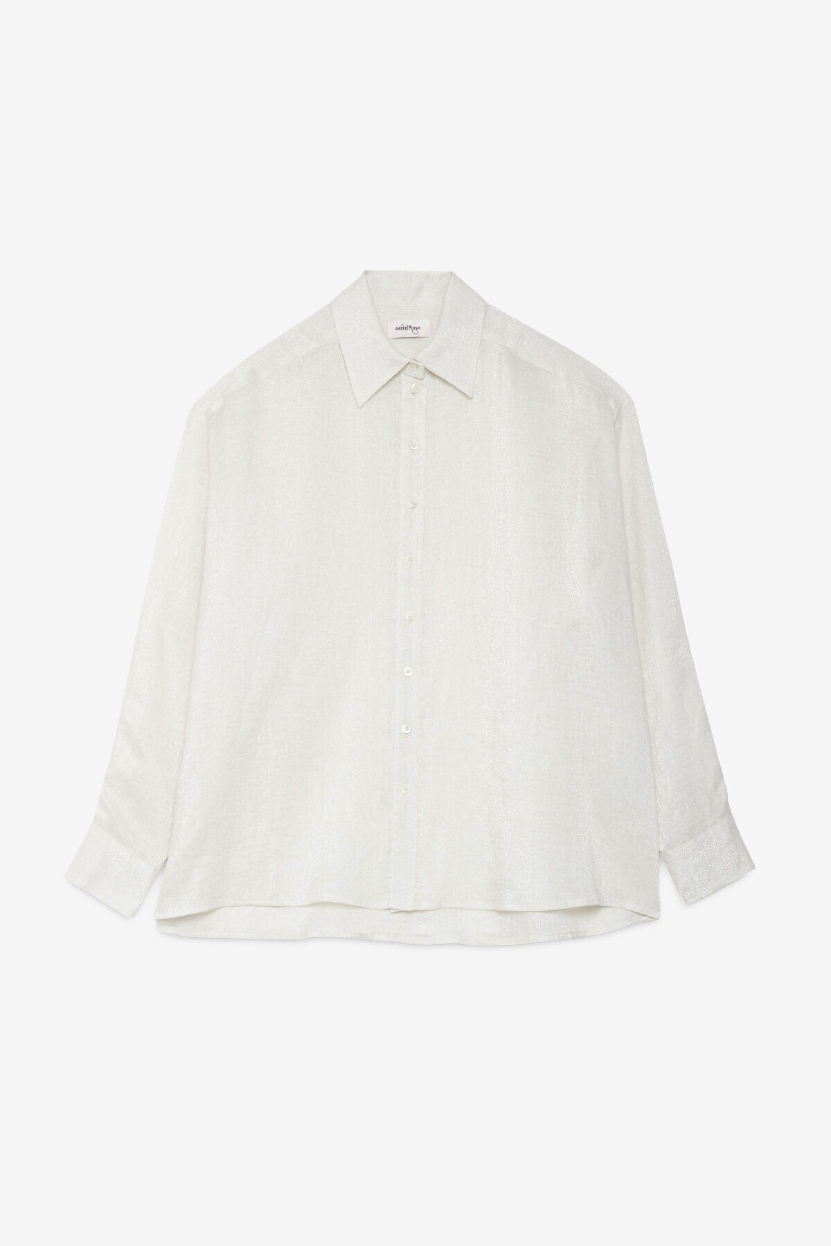 Camicia bianca in lino filato lurex - YES SHOPCamicieOTTOD'AMEDC5266-IT 345699611323771