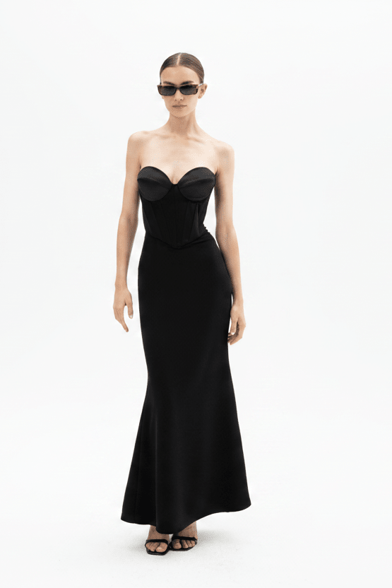 Abito lungo nero con bustino rigido - YES SHOPAbitiACTUALEEAB004132-IT 341269256742771