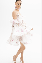 Abito corto in seta con stampa floreale e balze - YES SHOPAbitiACTUALEEAB004098-IT 341069256742771
