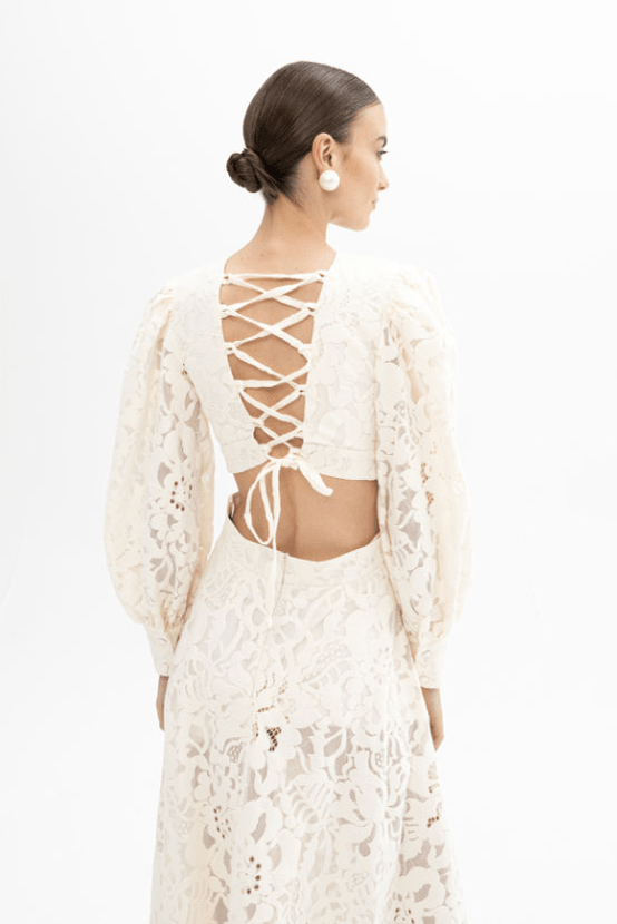 Abito macramè panna con incrocio sulla schiena - YES SHOPAbitiACTUALEEAB004129-IT 345339256742771