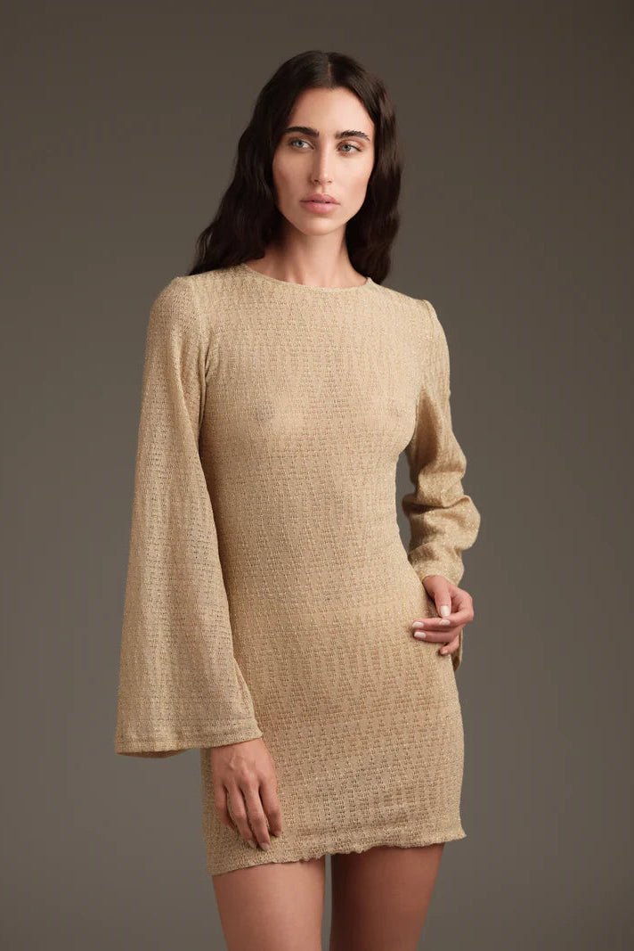 Abito corto in maglia oro con schiena scoperta - YES SHOPBeachwearCOTAZURVSC61155-XXS