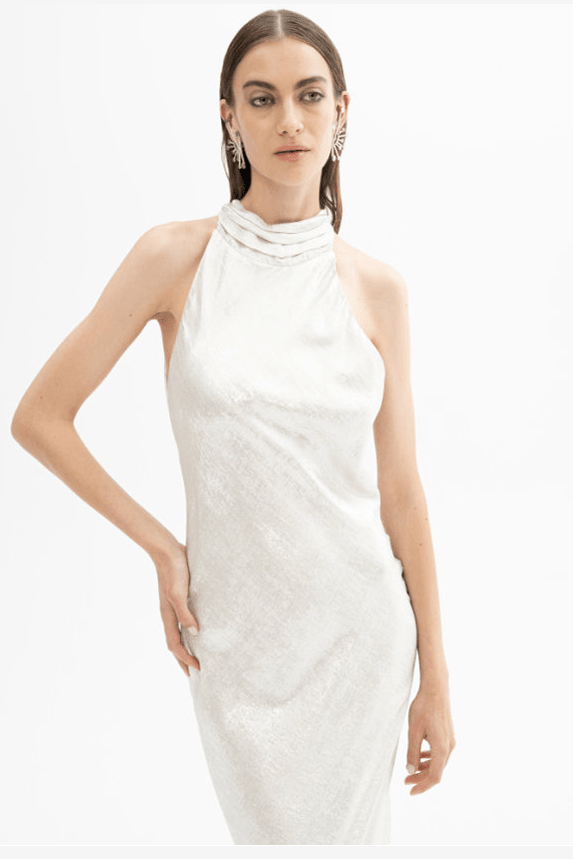 Abito in satin vaniglia scollo americano - YES SHOPAbitiACTUALEEAB009043-IT 343739256742771